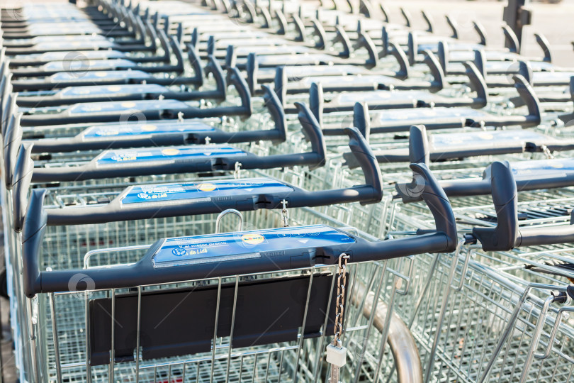 Скачать Линия тележек для покупок в супермаркете Lidl фотосток Ozero