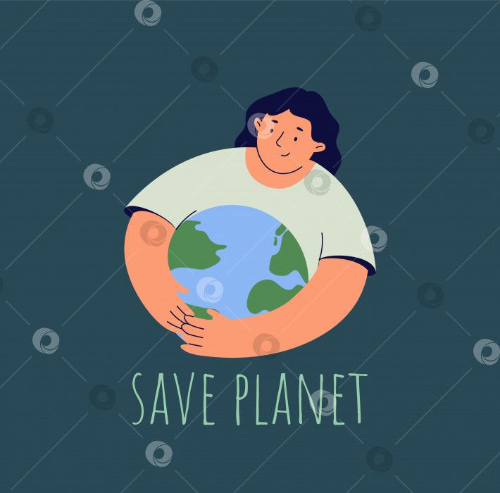 Скачать Спасите планету. Женщина бережно обнимает Землю фотосток Ozero