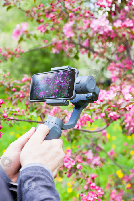 Скачать Блогер руками снимает видео на смартфон фотосток Ozero