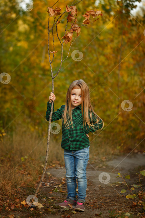 Скачать Маленькая девочка в лесу фотосток Ozero