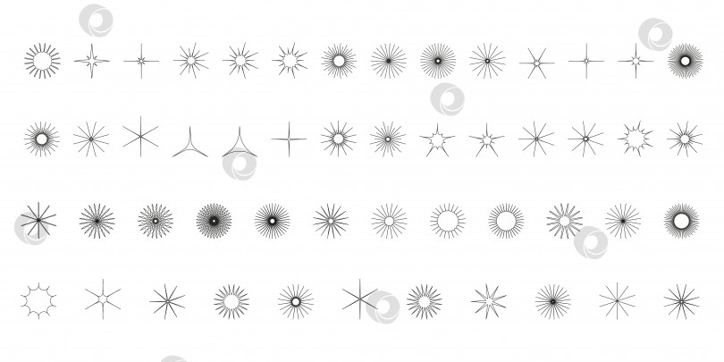 Скачать Простые минималистичные элементы контура, абстрактные геометрические формы. Y2K изображает звезды, ромб и другие примитивные элементы. Набор векторов минимального эстетического дизайна. фотосток Ozero