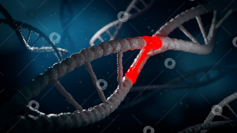 Скачать 3D-рендеринг. Медицинская иллюстрация нитей инфицированной части ДНК. Мягкая избирательная фокусировка фотосток Ozero