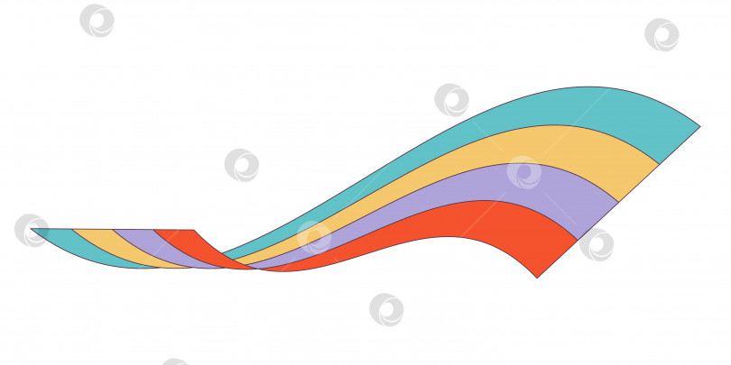 Скачать Ретро-заводная радужная хипстерская волна. Волна психоделических радуг хиппи. Элемент психоделического винтажного мультфильма - фанковая иллюстрация в стиле хиппи. Векторная плоская иллюстрация для баннера, листовки, приглашения. фотосток Ozero
