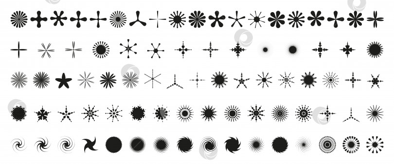 Скачать Простые минималистичные черные элементы, абстрактные брутальные геометрические формы. Базовая форма Y2K - фигура звезда, цветок, зерно, кристалл, завиток. Швейцарский набор примитивных элементов. Минимальный эстетический вектор постмодерна. фотосток Ozero