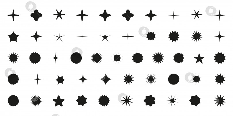 Скачать Простые минималистичные черные элементы, абстрактные брутальные геометрические формы. Базовая форма Y2K - фигура звезда, искорка, ромб, волнистый круг. Швейцарский набор примитивных элементов. Минимальный эстетический вектор постмодерна. фотосток Ozero