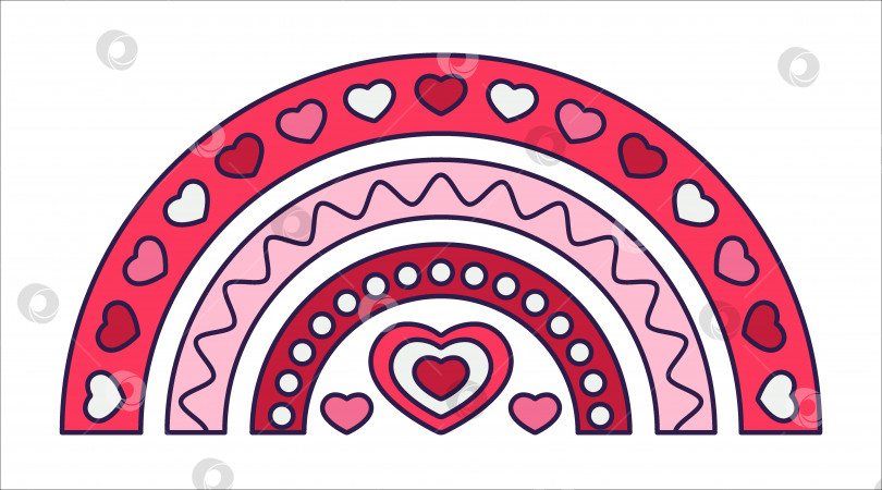 Скачать Ретро-бохо-символ Дня Святого Валентина в виде воздушного шара. Символы любви в модном стиле pop line art. Фигурка воздушного шара в виде сердца нежно-розового, красного и кораллового цветов. Векторная иллюстрация, выделенная на белом фоне. фотосток Ozero
