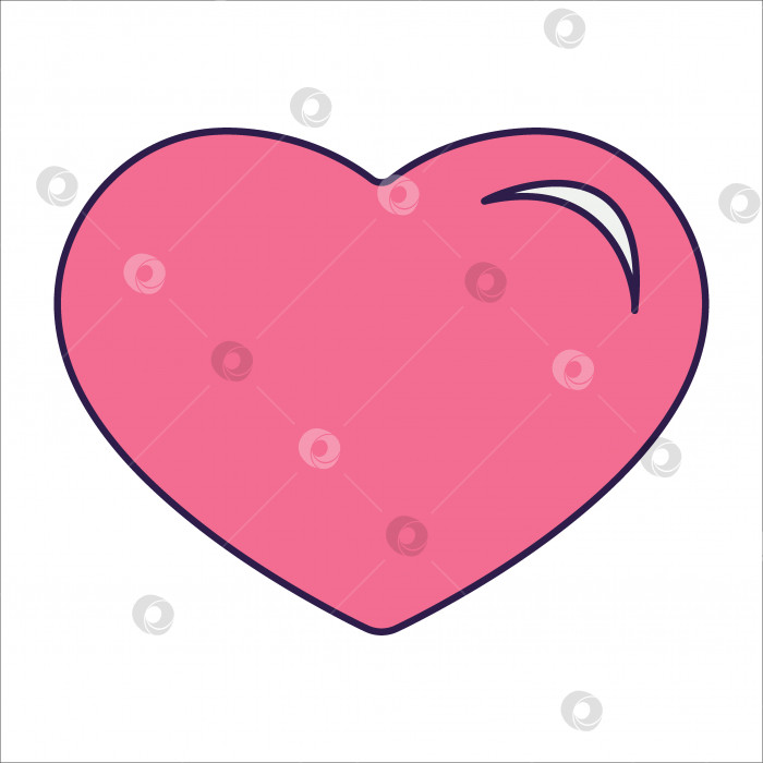 Скачать Ретро-значок в виде сердца на День Святого Валентина. Символы любви в модном стиле pop line art. Фигурка в виде сердца нежно-розового цвета. Векторная иллюстрация, выделенная на белом фоне. фотосток Ozero