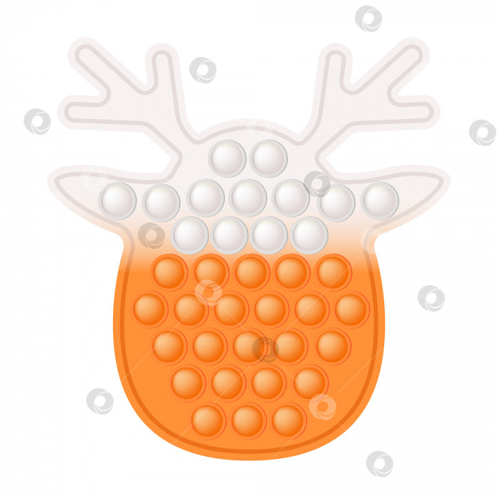 Скачать Рождественский попит модной игрушкой-непоседой - праздничным оленем оранжевого и белого цветов. Новогодний олень красочная игрушка pop it. Пузырчатый сенсорный модный попит для детей. Изолированная векторная иллюстрация. фотосток Ozero