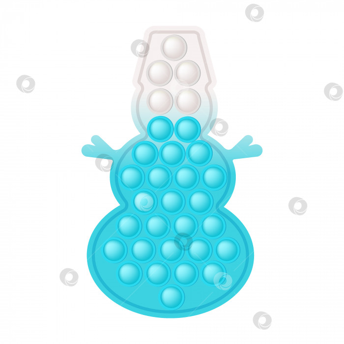 Скачать Рождественский попит модной игрушкой-непоседой - традиционным снеговиком в бело-голубых тонах. Новогодний персонаж, красочная игрушка pop it. Пузырчатый сенсорный модный попит для детей. Изолированная векторная иллюстрация. фотосток Ozero