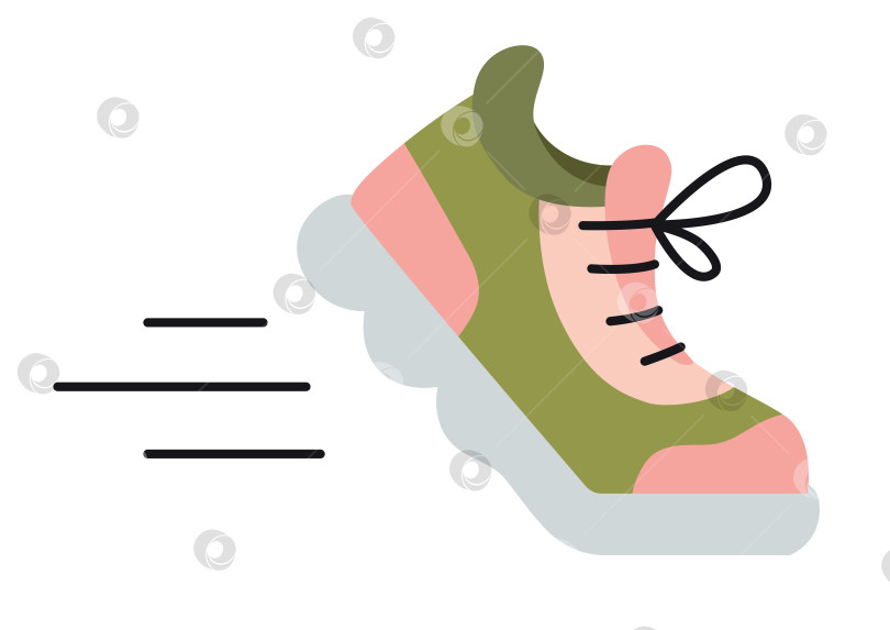 Скачать Спортивная обувь, кроссовки. Символ бега, кардиотренировок и шагомера. Модная современная векторная иллюстрация, выделенная на белом фоне, нарисованная от руки, плоский дизайн. фотосток Ozero