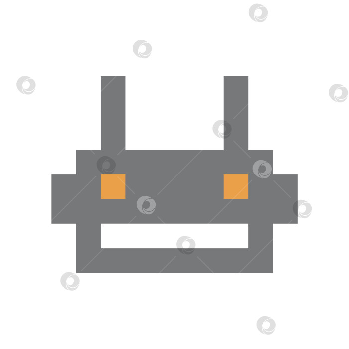 Скачать Значок головы робота, пиксельная графика, цифровой рисунок, ретро-стиль. Символ алгоритмов, робототехники и искусственного интеллекта. Модная современная векторная иллюстрация, изолированная на белом фоне, плоский дизайн фотосток Ozero