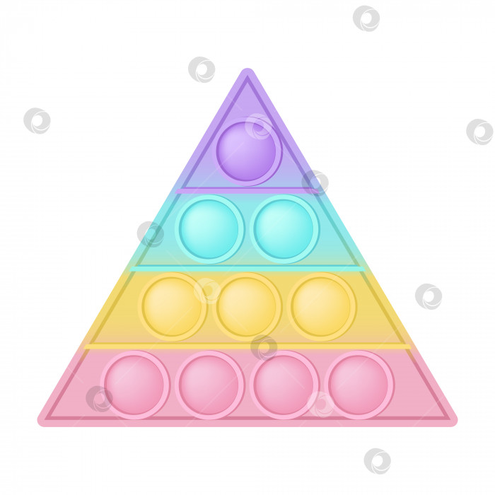 Скачать Попить фигурку треугольник в качестве модной силиконовой игрушки для непосед. Захватывающая игрушка-антистресс в пастельных тонах радуги. Пузырьковые развивающие игрушки pop it для детей. Векторная иллюстрация, выделенная на белом фоне. фотосток Ozero