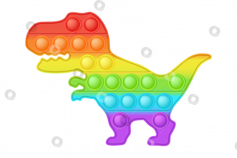Скачать Фигурка динозавра Popit - модная силиконовая игрушка для непосед. Захватывающая антистрессовая игрушка ярких цветов радуги. Пузырьковые развивающие игрушки pop it для детей. Векторная иллюстрация, выделенная на белом фоне. фотосток Ozero