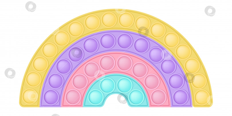 Скачать Попить модной силиконовой игрушки-непоседы. Пузырьковый сенсорный попит для детских пальчиков. Захватывающая радужная игрушка-антистресс для непосед в пастельных тонах. Векторная иллюстрация, изолированная на белом фоне. фотосток Ozero