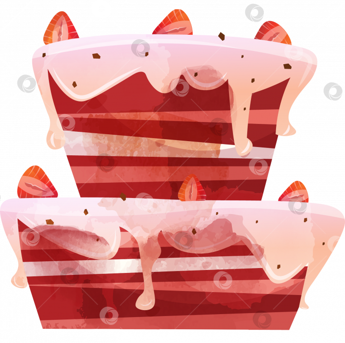 Скачать Торт "Красный бархат", украшенный клубникой. фотосток Ozero