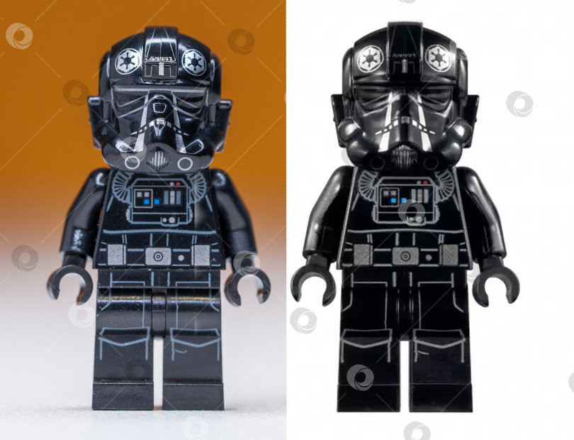 Скачать РОССИЯ, САМАРА, 22 декабря 2021 года, Минифигурка Lego Star Wars, галстук пилота имперского истребителя фотосток Ozero