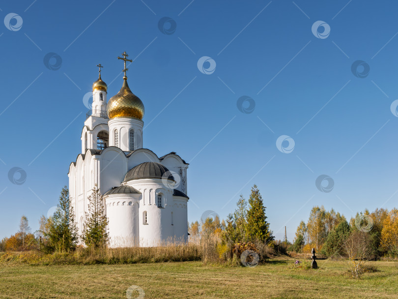 Скачать Владимирская церковь в деревне Стуковолово Псковской области на фоне золотой осени фотосток Ozero