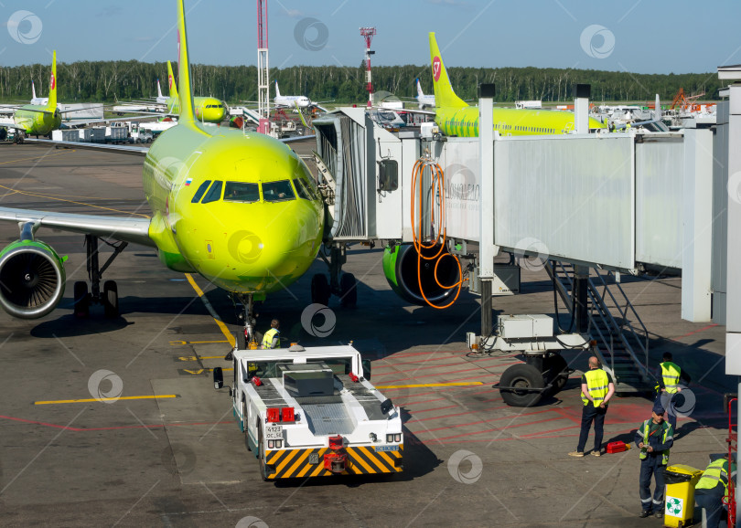 Скачать Учебный рейс самолета авиакомпании "S7 Airlines" в аэропорт Домодедово фотосток Ozero