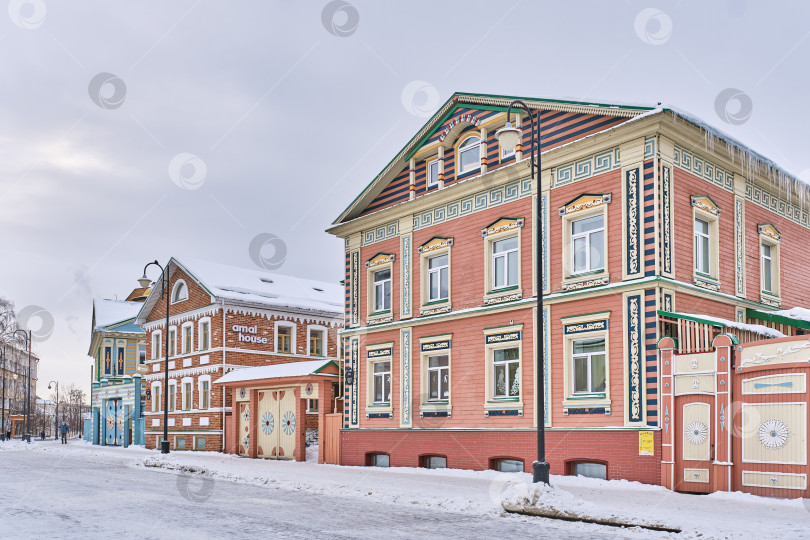 Скачать Улица Каюма Насыри зимой, Старо-татарская слобода, Казань, Россия фотосток Ozero