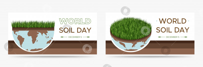 Скачать Всемирный день почвы - векторная иллюстрация экологической концепции спасения мира. Изометрический и плоский набор для ухода за землей. Подходит для поздравительной открытки, горизонтального баннера, плаката. фотосток Ozero