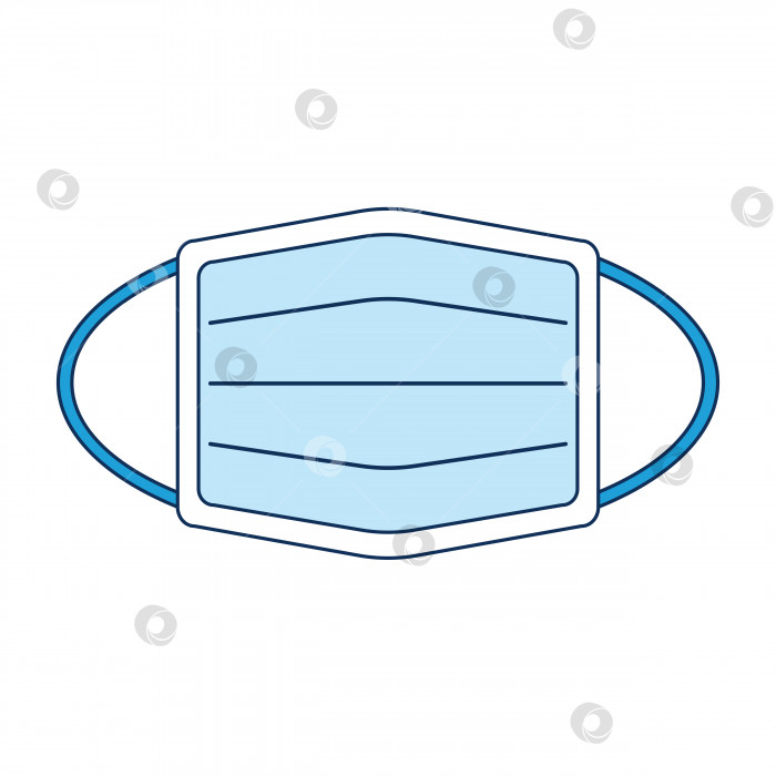 Скачать Синий значок медицинских защитных масок, хирургической маски для лица, маски для защиты от коронавируса с ушной петлей. Векторная иллюстрация, изолированная на белом фоне. фотосток Ozero