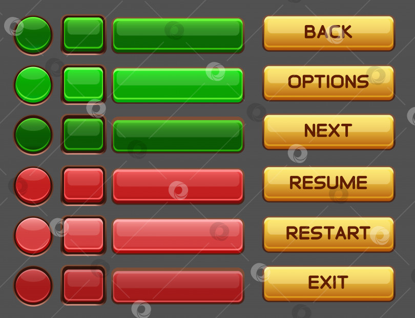 Скачать Набор игровых кнопок с графическим интерфейсом pack фотосток Ozero