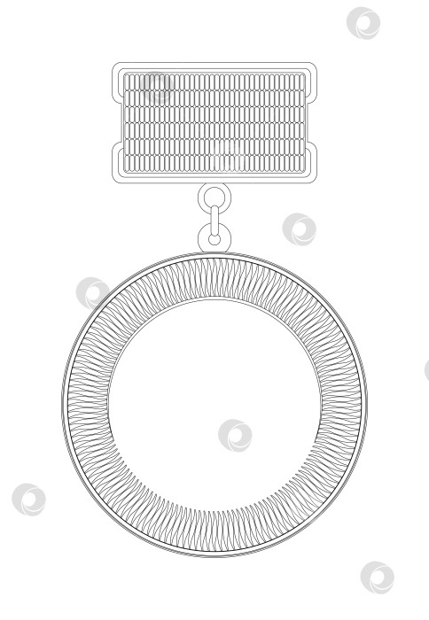Скачать Шаблон векторного контурного рисунка круглой медали, изолированной на белом фоне, для раскраски фотосток Ozero