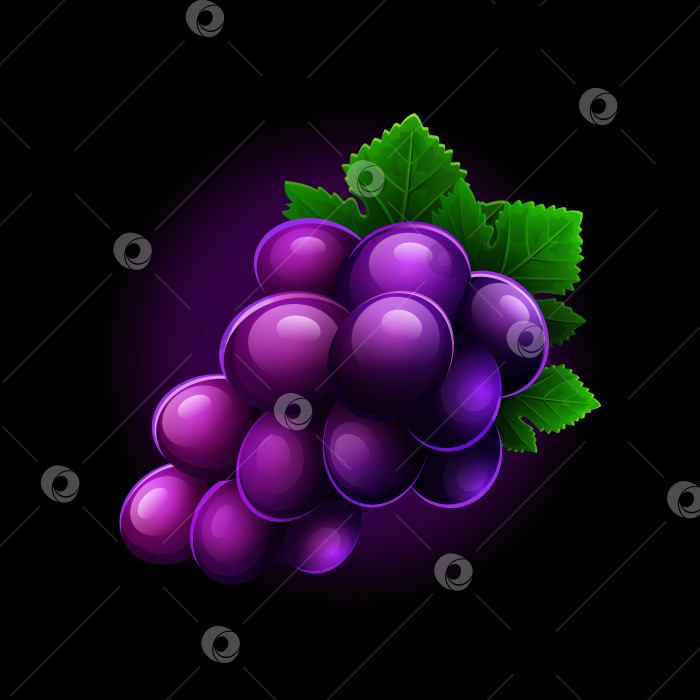 Скачать Значок винограда, выделенный на черном фоне фотосток Ozero