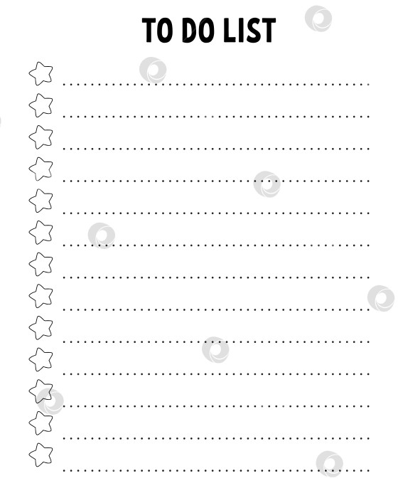 Скачать Список дел. Шаблон для печати. Разлинованный лист. Бумага для рукописного ввода. Для ежедневника, планировщика, контрольного списка, списка пожеланий. Векторная иллюстрация. фотосток Ozero