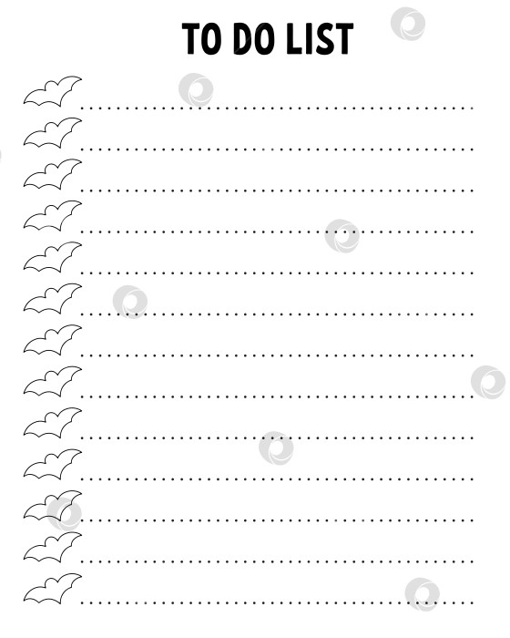 Скачать Список дел. Шаблон для печати. Разлинованный лист. Бумага для рукописного ввода. Для ежедневника, планировщика, контрольного списка, списка пожеланий. Векторная иллюстрация. фотосток Ozero