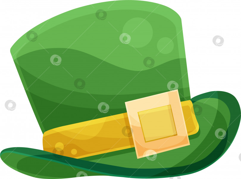 Скачать векторный клипарт шляпа, символ праздника дня святого Патрика, зеленый цилиндр с золотым значком, без фона фотосток Ozero