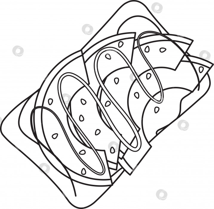 Скачать векторная иллюстрация сэндвича с авокадо, здоровая пища, здоровый завтрак, иллюстрация для кулинарного блога, стиль каракулей и эскизов фотосток Ozero