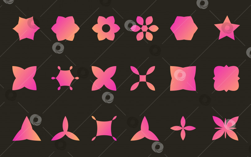 Скачать Y2K минималистичные геометрические элементы, абстрактные формы. Простая форма звезды и цветка, базовая форма, модный современный векторный набор графических элементов фотосток Ozero