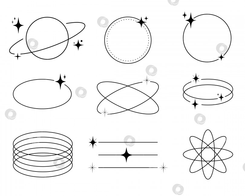 Скачать Современные минималистичные эстетичные линейные рамки, дуги, звезды и элементы фотосток Ozero