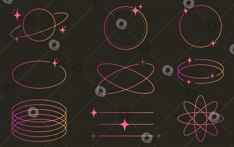Скачать Современные минималистичные эстетичные линейные рамки, дуги, звезды и элементы фотосток Ozero
