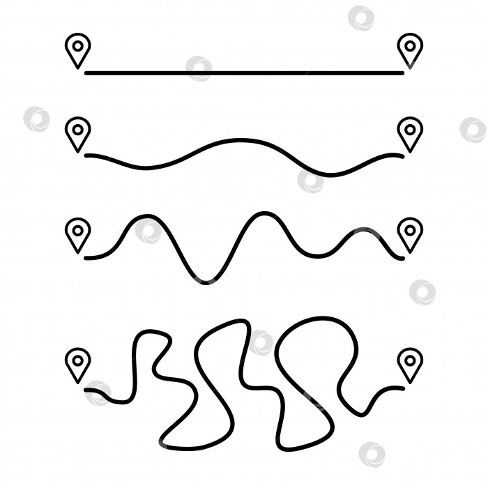 Скачать простая векторная иллюстрация, маршрут и точки от А до точки В, схема пути, иллюстрация для детских игр и учебников фотосток Ozero