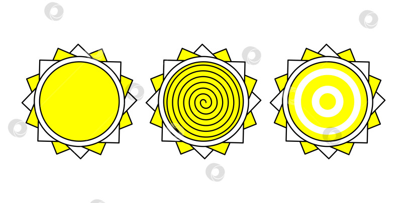 Скачать Набор иконок солнца, векторное абстрактное солнце фотосток Ozero