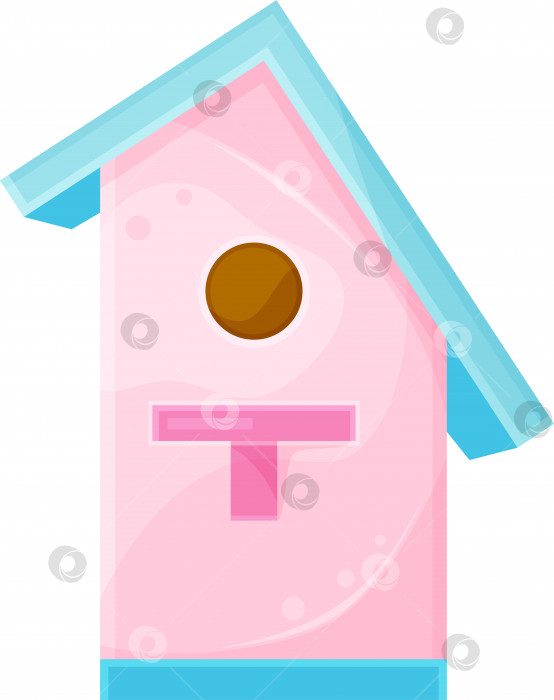 Скачать векторная иллюстрация милый розовый деревянный скворечник, маленький деревянный домик, весенняя иллюстрация фотосток Ozero