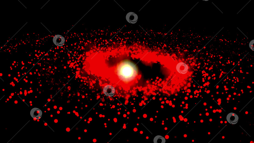 Скачать красная галактика, вращающаяся по часовой стрелке, яркие круглые частицы фотосток Ozero