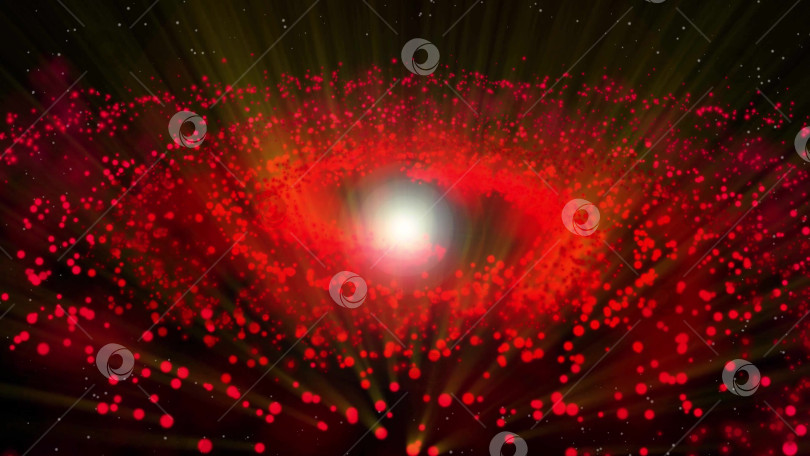 Скачать красная галактика, вращающаяся по часовой стрелке, яркие круглые частицы фотосток Ozero