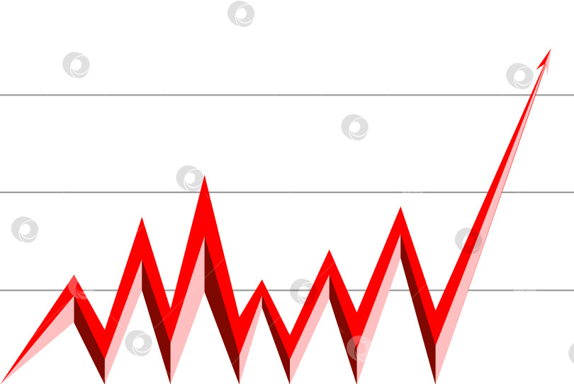 Скачать график с красной стрелкой идет вверх по белому фону фотосток Ozero