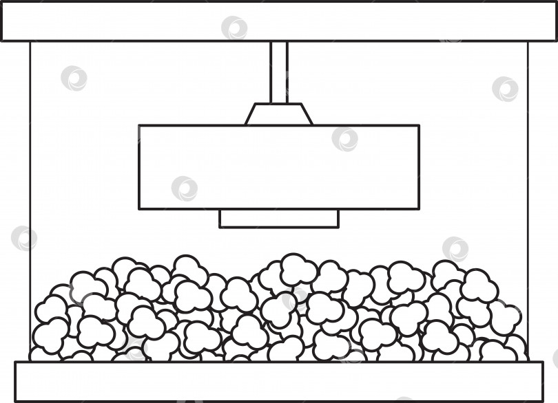 Скачать яркая векторная иллюстрация производителя попкорна, закуски, уличной еды, машины для приготовления попкорна, каракули и эскиз фотосток Ozero