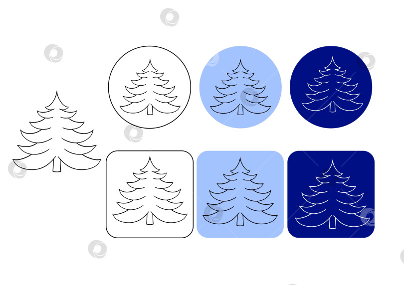 Скачать Набор векторных логотипов сосны, иконка, силуэт и векторный логотип. графический элемент, выделенный линией. Знак и символ природы. фотосток Ozero