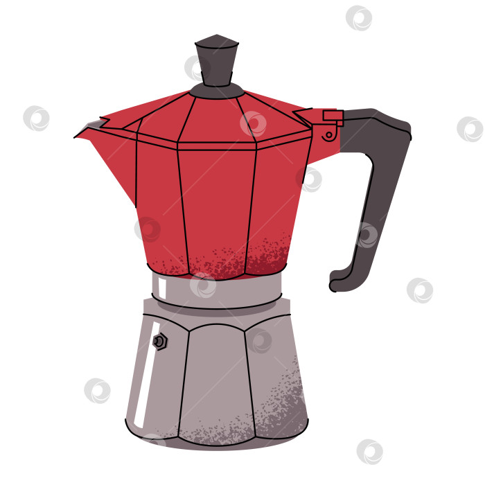 Скачать Кофеварка Moka Pot, электрическая кофеварка эспрессо. Оборудование для приготовления утренних энергетических кофейных горячих напитков. Плоская векторная иллюстрация, выделенная на белом фоне фотосток Ozero