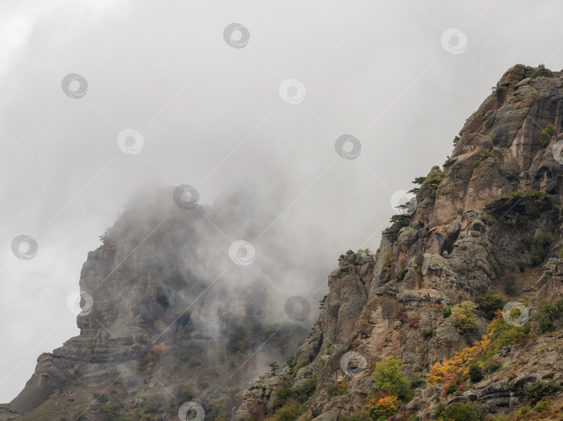 Скачать Горные вершины в низких облаках. Естественный фон. фотосток Ozero