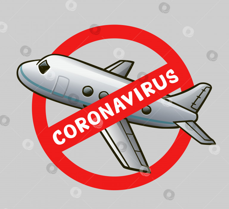 Скачать Самолет зачеркнут словами "коронавирус" фотосток Ozero