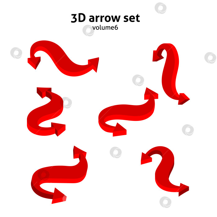 Скачать Коллекция трехмерных красных стрелок, выделенных на белом фоне. Набор информационных указателей. Векторная иллюстрация. фотосток Ozero