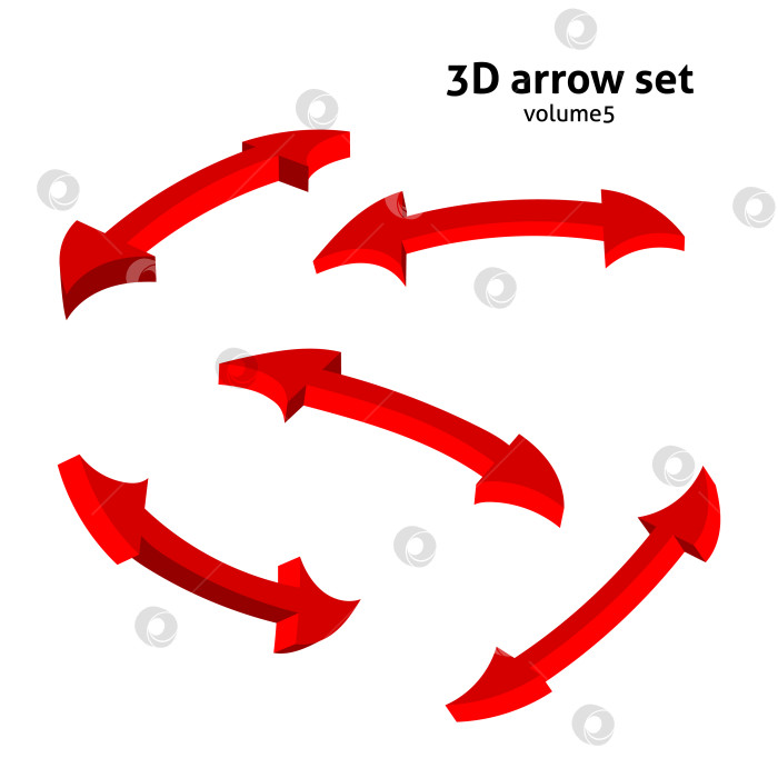 Скачать Коллекция трехмерных красных стрелок, выделенных на белом фоне. Набор информационных указателей. Векторная иллюстрация. фотосток Ozero