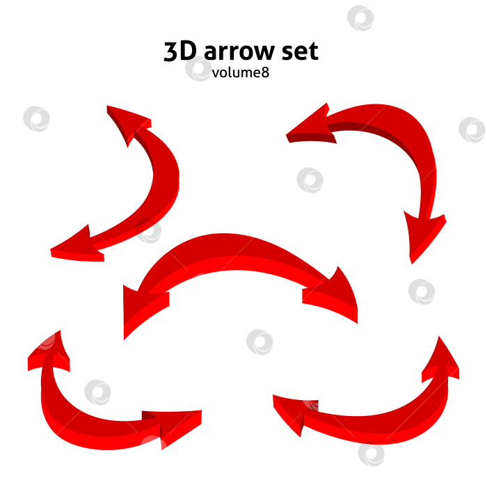 Скачать Коллекция трехмерных красных стрелок, выделенных на белом фоне. Набор информационных указателей. Векторная иллюстрация. фотосток Ozero