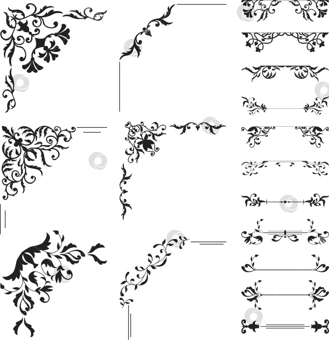Скачать Коллекция цветочных уголков и перегородок. Декоративный элемент фотосток Ozero